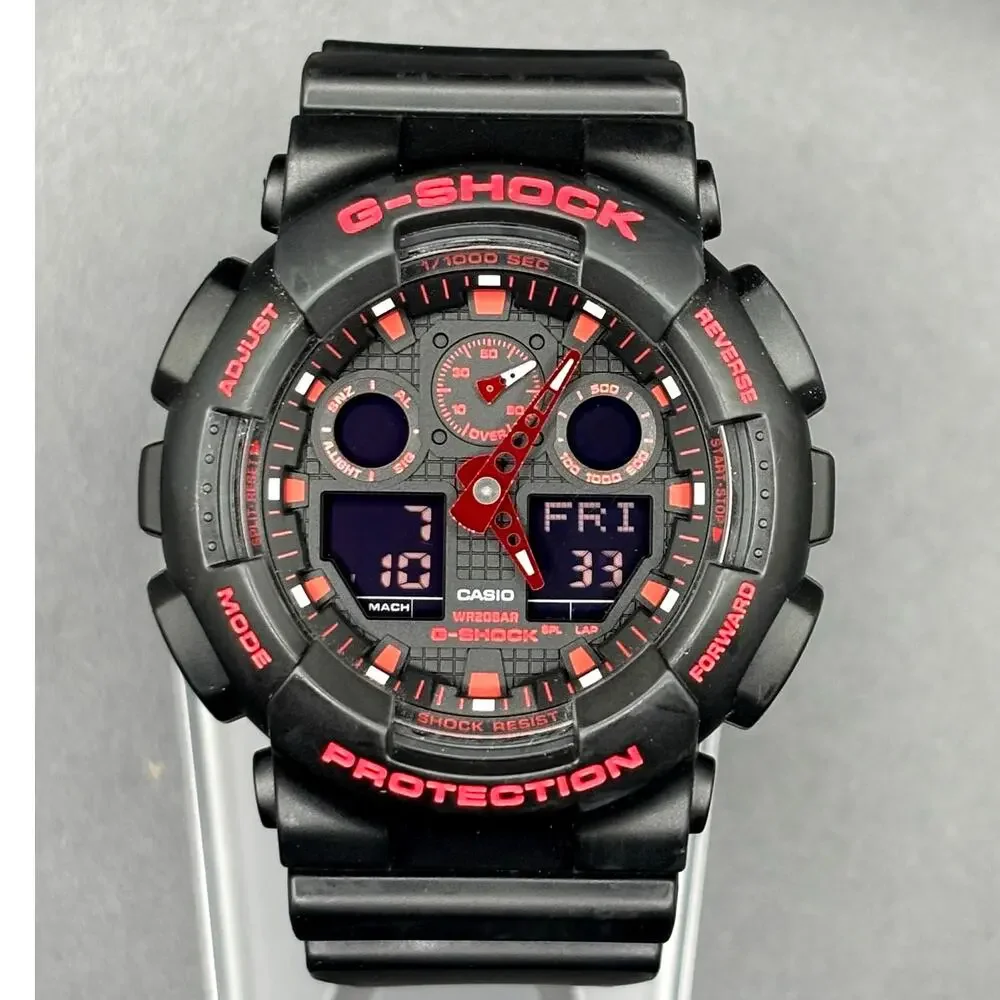 Casio G-Shock GA100BNR-1A Black Red Analog Digital Men's Watch